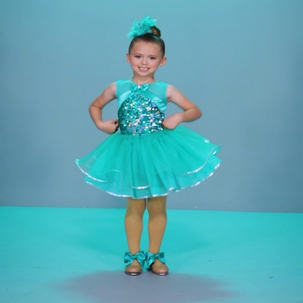 Weissman Girls Blue/Green Sequin Ballet Dance Costume - Picture 4 of 15